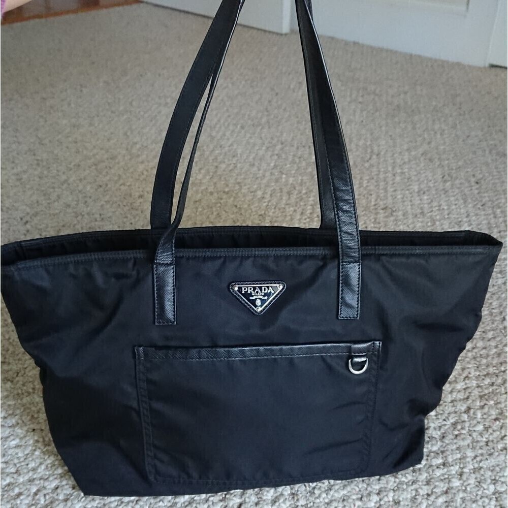 Prada 2018 Black Large Vela Nylon Tote Bag
